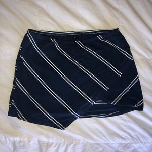 Navy blue and white striped skort
